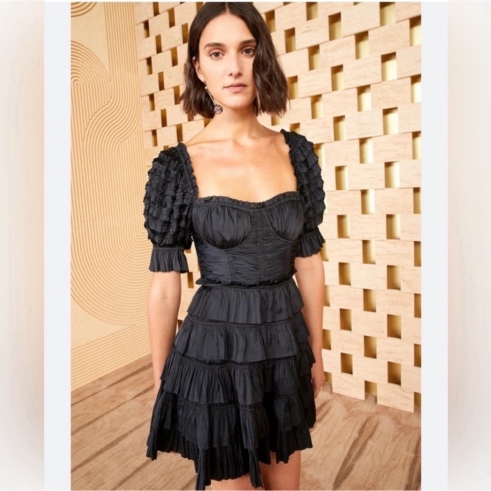 ULLA JOHNSON Lucette Mini Dress Noir/Black Sz 12